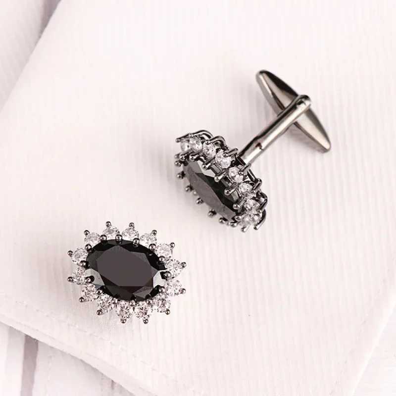Mens luxury rhinestone crystal cufflinks French shirt cufflinks mens business banquets cocktail parties weddings anniversary giftsT250412