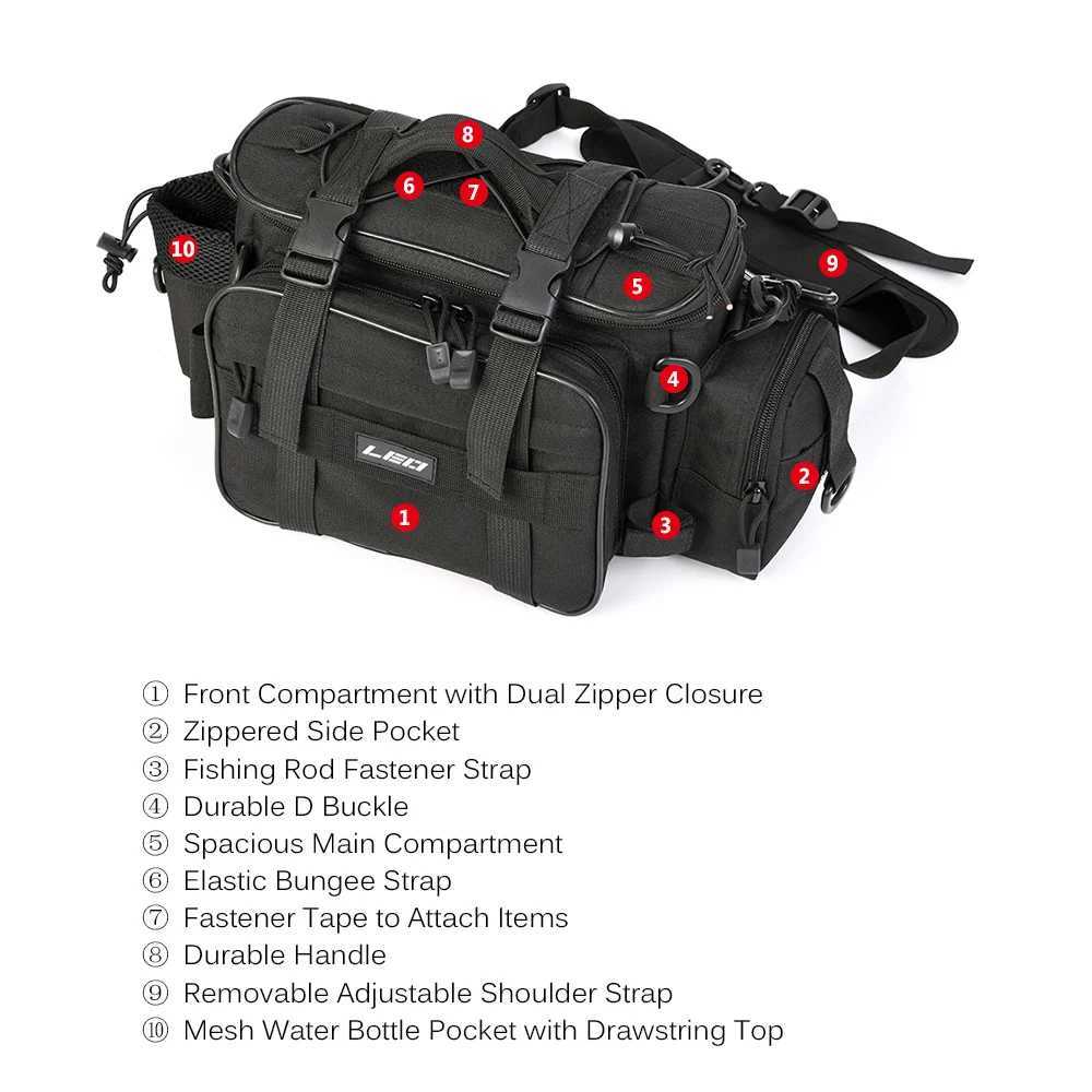 LEO Multifunctional Fishing Tackle Bags Single Shoulder Crossbody Bag Waist Pack Fish Lures Gear Utility Storage Fishing Bag Z250411