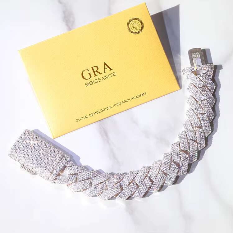 Customized Heavy Cuban Chain Sterling Silver Iced Out 4 Rows VVS Moissanite Diamond Chain Link for Mens Hiphop Necklace
