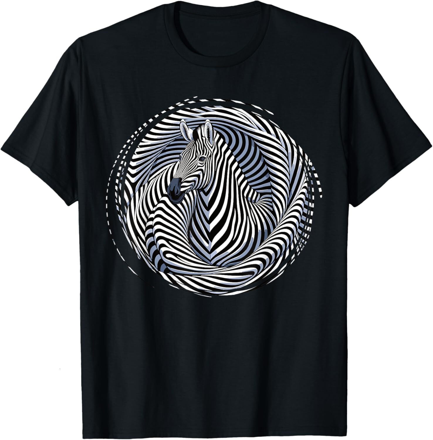 T shirt for Mens Zebra Optical Illusion Hypnotic Art Animal Lovers Graphic Tee Casual Tops Clothes Short sleeve