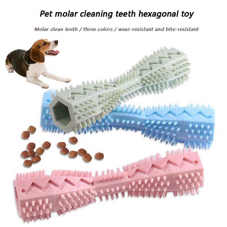 High Quality Dog durable dog chew toy stick soft rubber teeth cleaning point massage pad toothbrush plush pet supplies T2504012