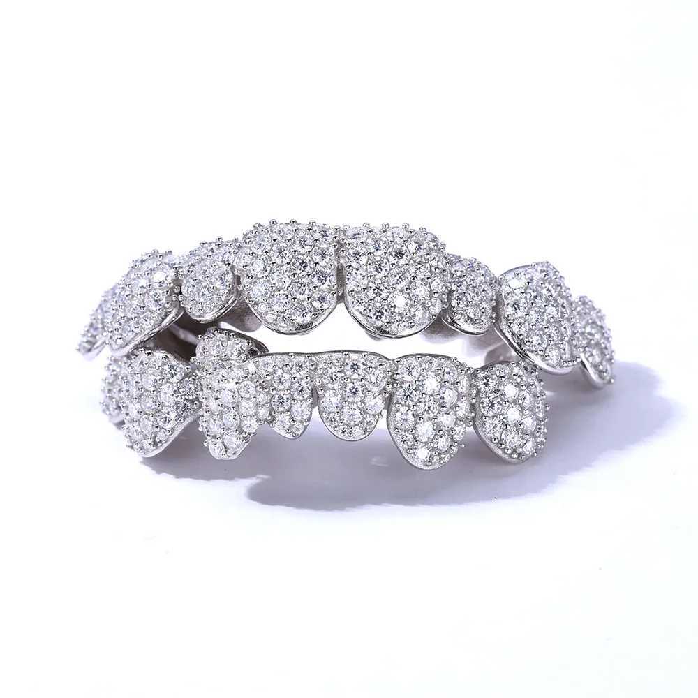 Customized Grilz Body Jewelry Top and Bottom 925 Silver Vvs Moissanite Diamond Teeth Grilz 14k 18k True Gold Plated W250412