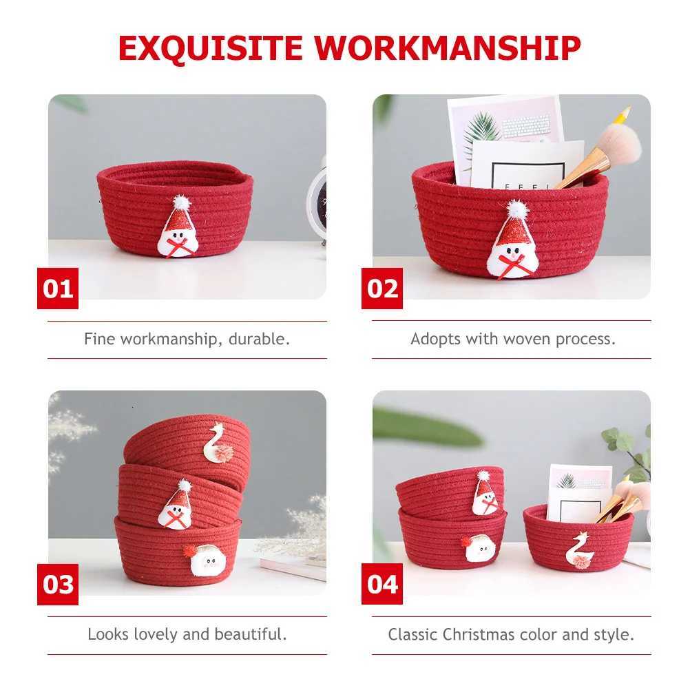 Christmas Storage Basket Red Cotton Rope Woven Organizer Bin Gift Basket for Sundries Organizing Holiday Decorations Box Y251112