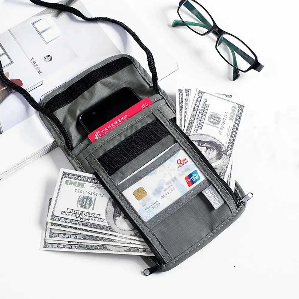 1 Pcs Waterproof RFID Nylon storage bag Travel document passport Bag Neck Wallet Money Document Card Passport Pouch ddmythur