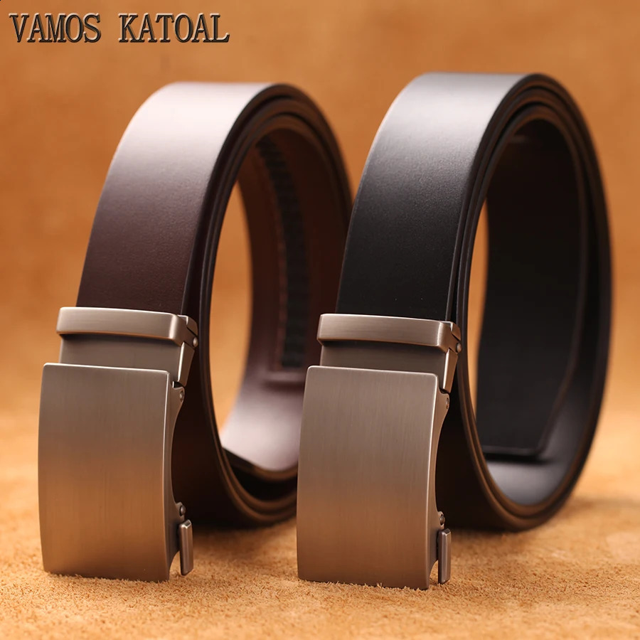 Genuine Cow Leather Automatic Belt For Men Formal Automatic Buckle Belt Genuine Leather Mens business Strap 250403