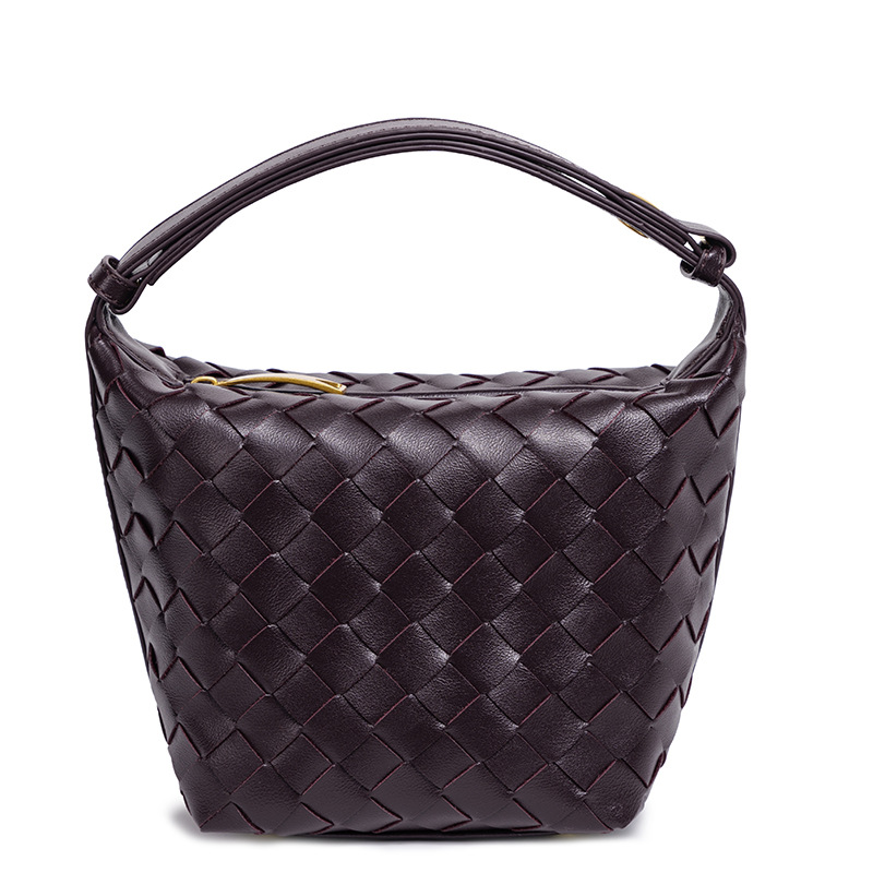 2025 new handmade woven bag, fashionable, simple, casual, single shoulder women's bag, bucket bag