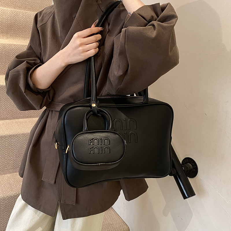 designer bag new Fashion niche bowling briefcase large capacity commuting handbag internet celebrity shoulder handbag