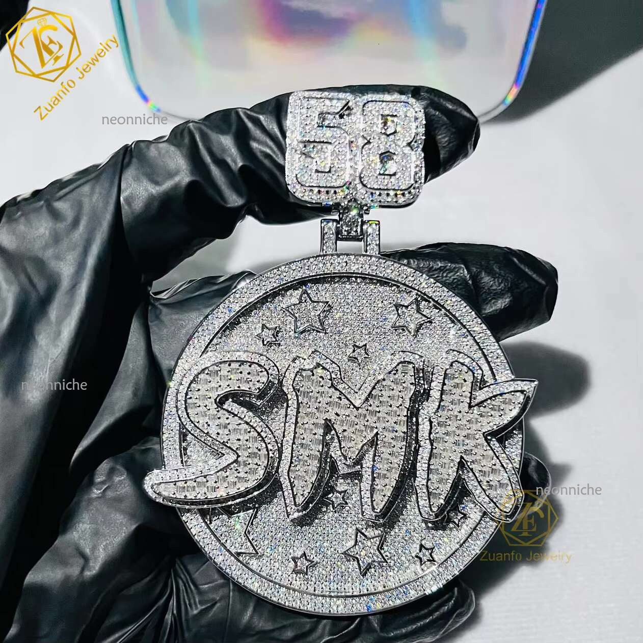Custom Hip Hop Jewelry Moissanite Dias Necklace Pendant Initial Letter Sier Iced Out Pendants