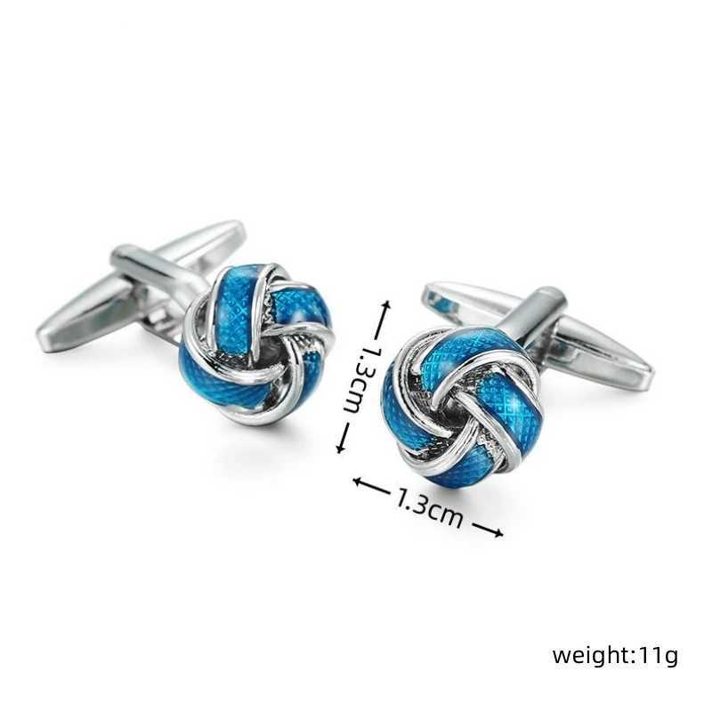 Mens French shirt cufflinks copper material round blue woven knot cufflinks wholesale of fashionable clothing accessoriesT250412