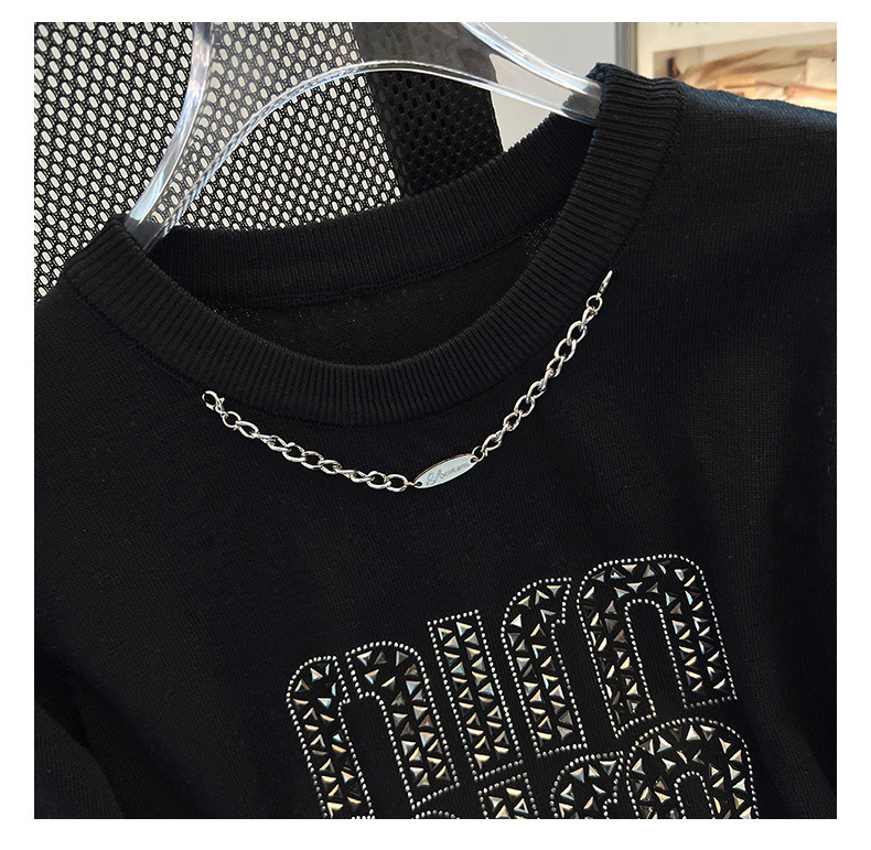 2025 Designer Summer T-shirt Top Women's Fashion Heavy Industry Letter Hot Diamond Letter Short Sleeve Top European Loose Premium Shirt T-shirt C