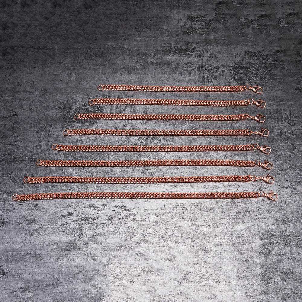Pure Copper Bracelet for Men Women Adjustable Cuban Chain Link Lobster Clasp 6mm Anti-scratch Bracelets Male 7-10.5 Inch JewelryC250411