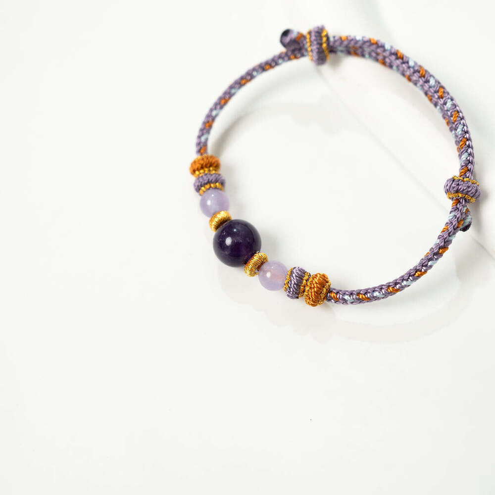 Dunhuang Artisan Crafted Amethyst Adjustable Cord - Natural Crystal Braided Jewelry for Balance & Spiritual Wellness