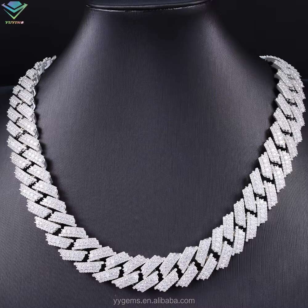Hip Hop Chain Pass the Diamond Tester VVS Moissanite Diamond S925 Solid Silver Cuban Link Chain for Mens Jewelry