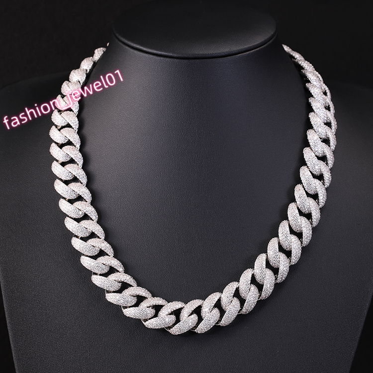 Customizable 4Rows 17mm Wide Heavy Miami Style Sterling Silver Moissanite Necklace Cuban Chain Mens Hip-hop Necklace