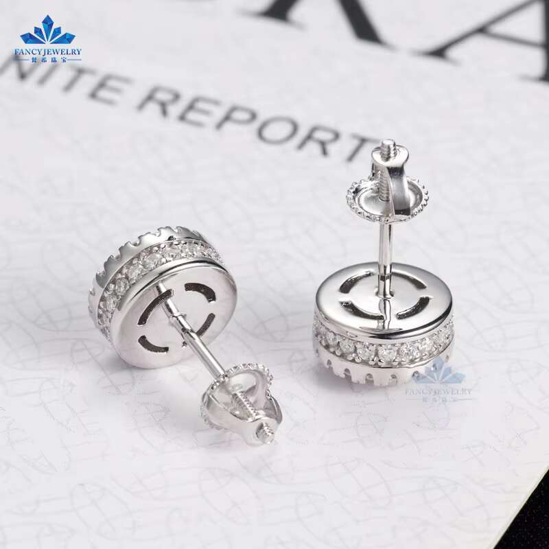 Hot Sale Vvs Moissanite Cluster Earring Studs Iced Out Round Brilliant Cut Diamond Silver Earrings Stud Flower Earrings