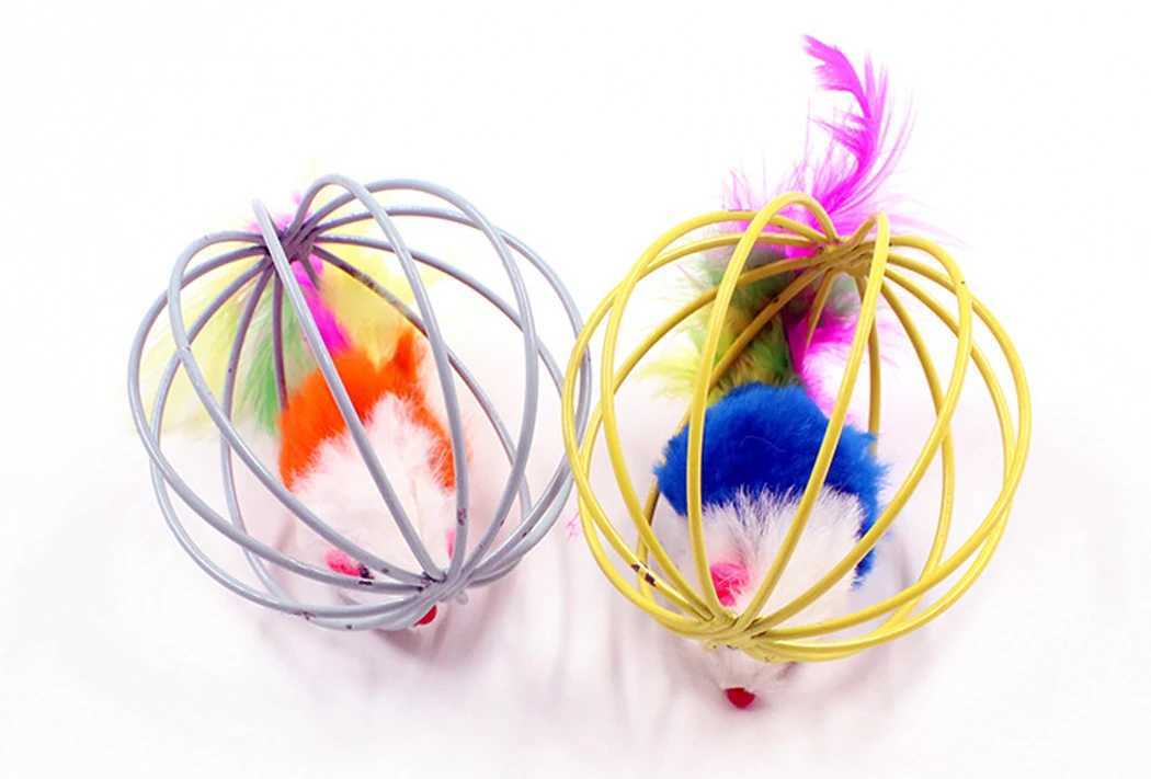 1 cat toy stick feather stick mouse cage toy with bell plastic artificial color cat teasing toy pet supplies random color Y250412