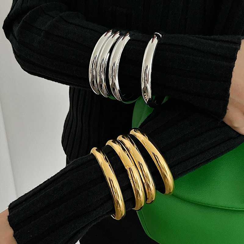 4 pcs sets Bangles for Women Gold Silver Color Open Cuff Thick Irregular Twisted Bangle Bracelet JewelryC250411