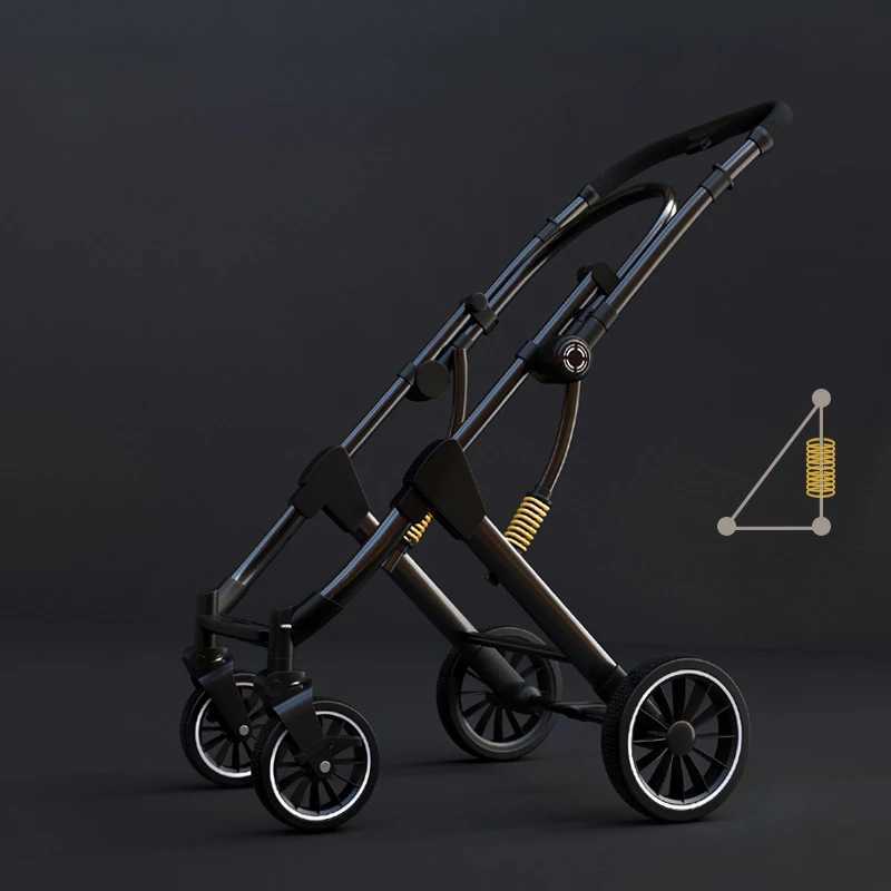 Bidirectional double stroller lightweight folding newborn stroller high landscape stroller can sit down lie down and absorb shock W250411