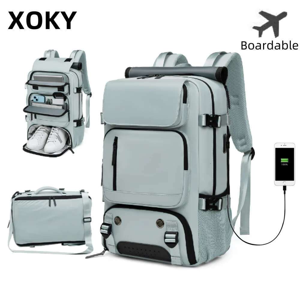 XOKY Large Boardable USB Charging Waterproof Outdoor Travel Backpack Independent Shoe Compartment 8102