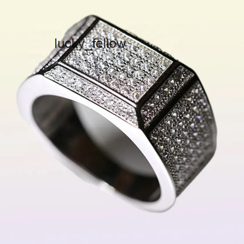 High Quality Hip Hop Jewelry Dubai Luxury Glaring Cool 925 Sterling Silver Iced Out Paved VVS Moissanite Diamond Mens Ring