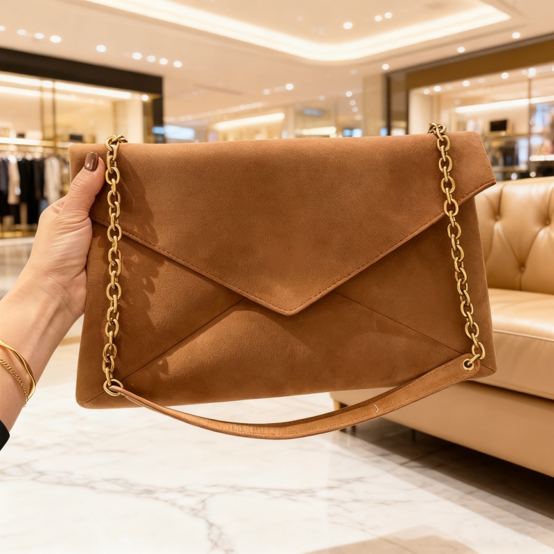 Woman Suede Envelope Bags Frosted Purse Designer Bag Plain Shoulder Chain Bag Medium Size Purses