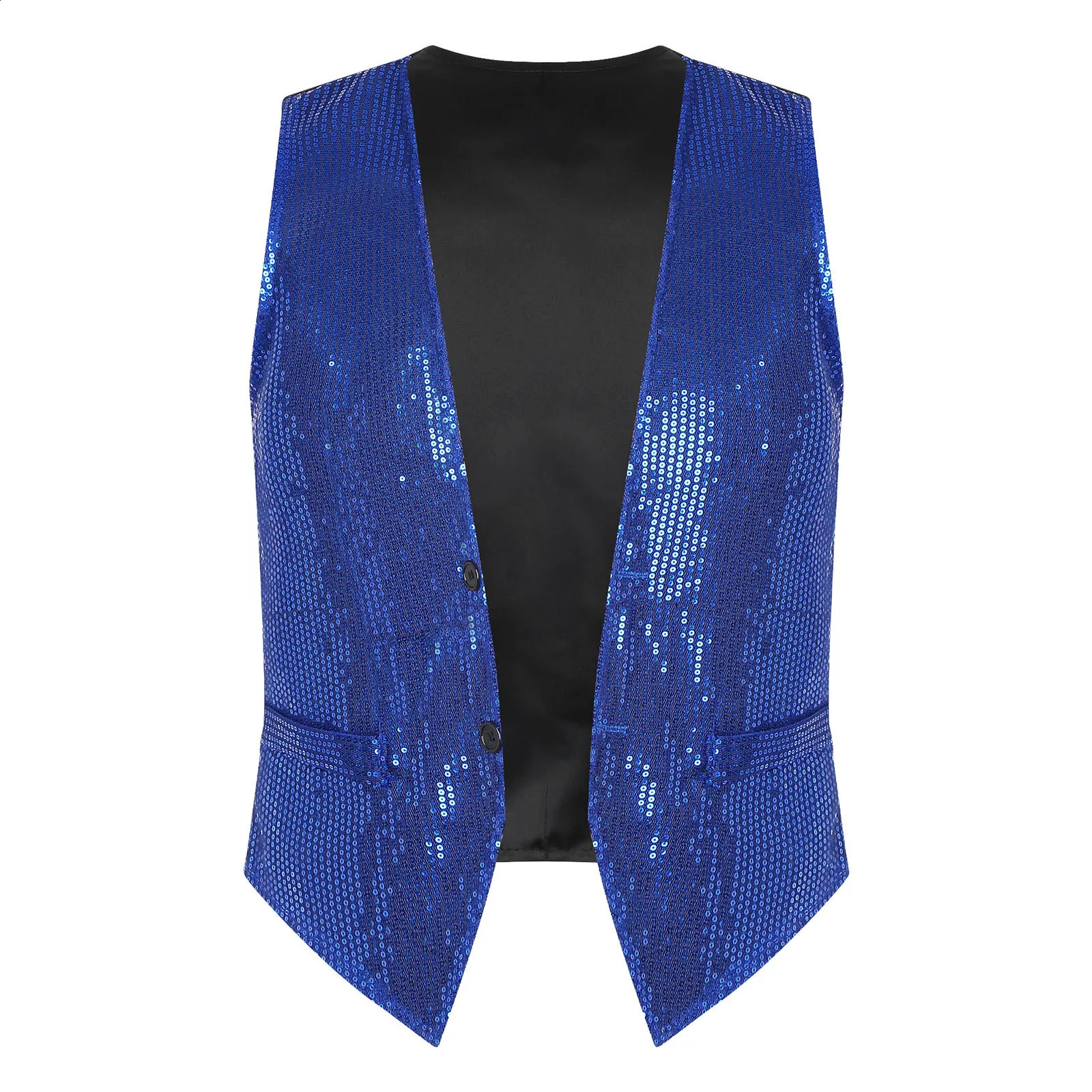 Mens Sparkling Sequins Vests Fashion Mans Sleeveless Waistcoat for Jazz Hip-hop Rave Dance Party Clubwear Performance Costume 250407
