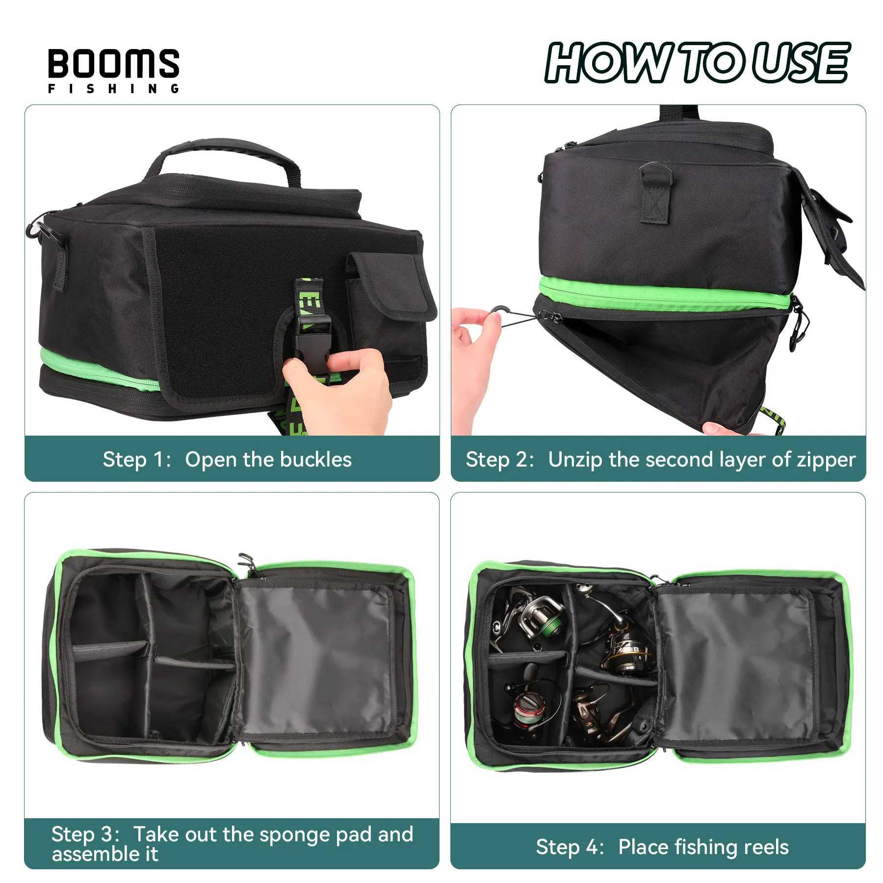 Booms Fishing RC4 Fishing Bag Multifunction Large Capacity 28*25*18.5cm Tackle Waist Bag Utility Storage Fishing Lures Bag Z250411