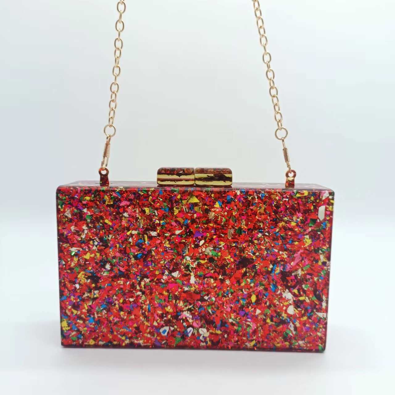 Womens Baita New One Shoulder Diagonal Straddle Bag Fashion Acrylic Bag Colorful SequDinner Party Handheld Bag