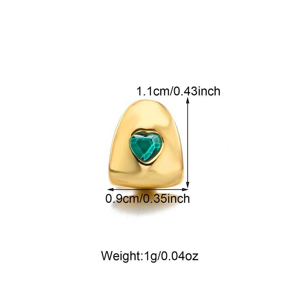 Hip Hop cubic zirconia red heart teeth Grilz gold-plated hat charm dental grill mens jewelry gift W250412