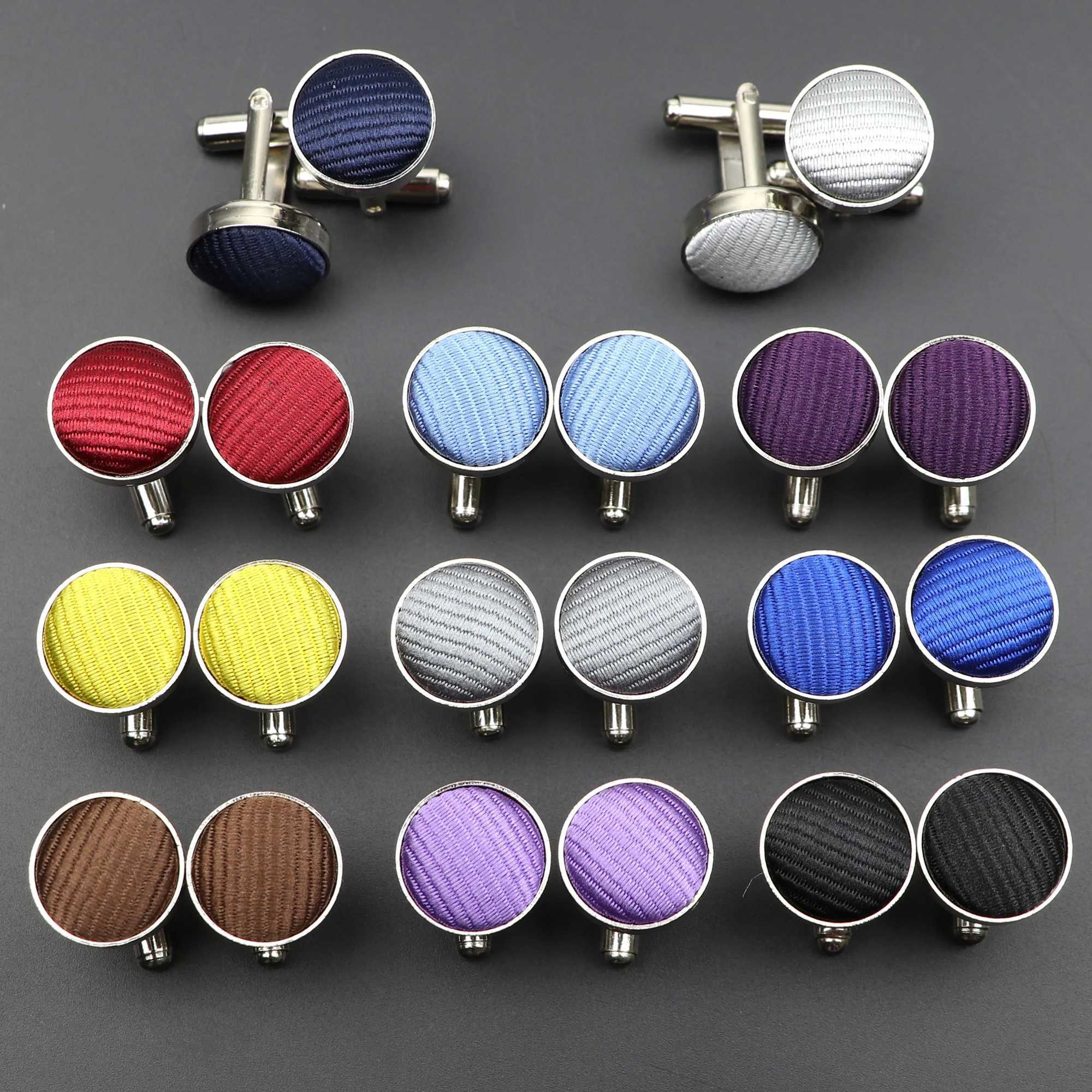 Classic fashion striped polyester checkered design cufflinks mens brand cufflinks high-quality jewelry accessoriesT250412