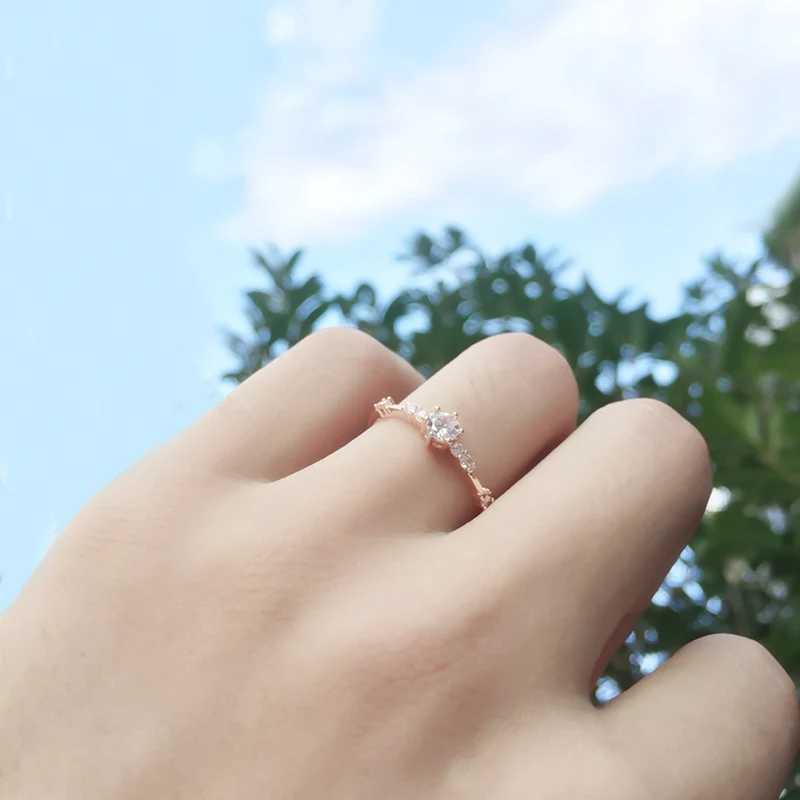 Fashion womens ring finger jewelry rose gold/silver/gold colored rhinestone crystal ring 4/5/6/7/8/9/10/11 size giftXJ250412
