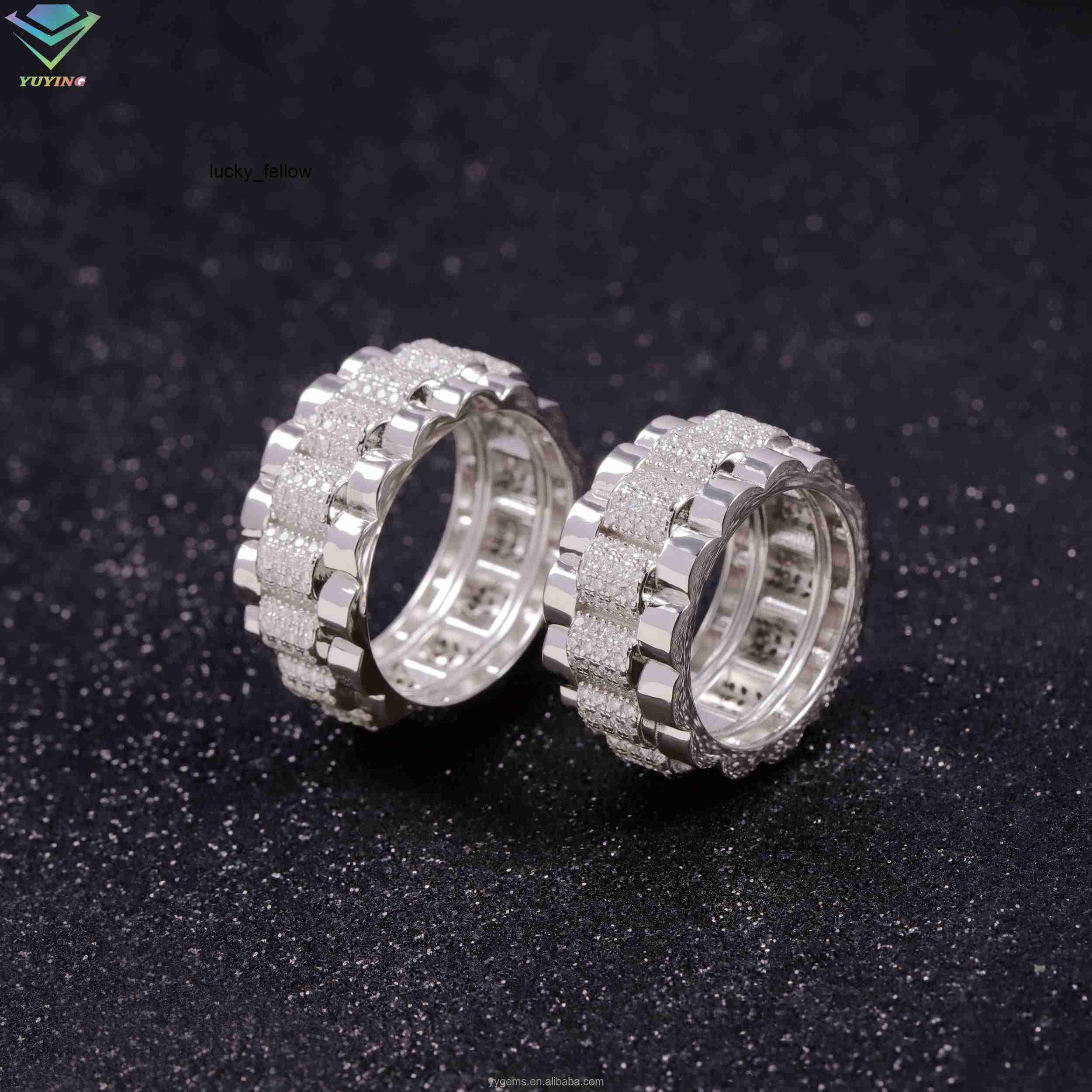 New Arrival Mossanite Ring Fine Jewelry 925 Sterling Silver Hip Hop Ring for Men Women VVS Moissanite Diamond Cuban Ring