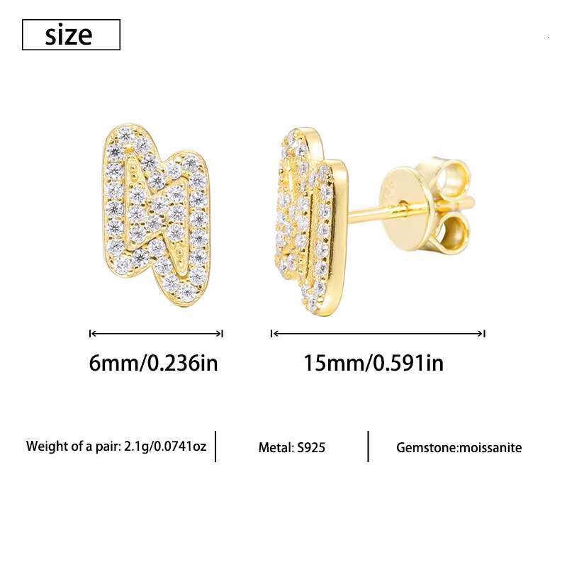 Wholesale Gold Plated Moissanite Earrings 925 Sterling Silver Trendy Jewelry for Sale