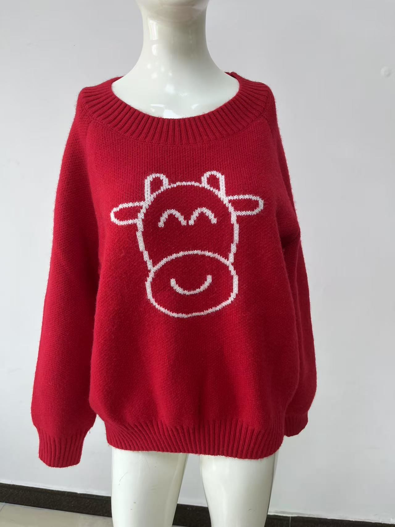 Women's sweater jacquard round neck sweater round neck