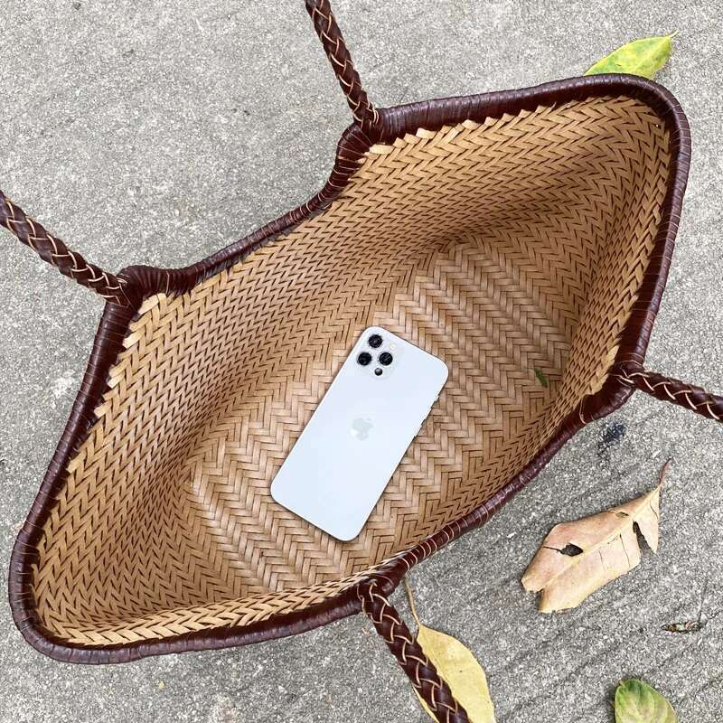 Genuine Leather Weave Tote Bags For Women Designer Handbag Purses 2025 New In Cowhide With Inner Pocket Underarm Shoulder