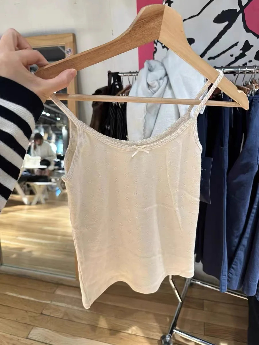 Bow Sweetheart Basic Tank Top Womens Summer Sleeveless Cotton Slimming Retro Solid Color Y2K Versatile 250407