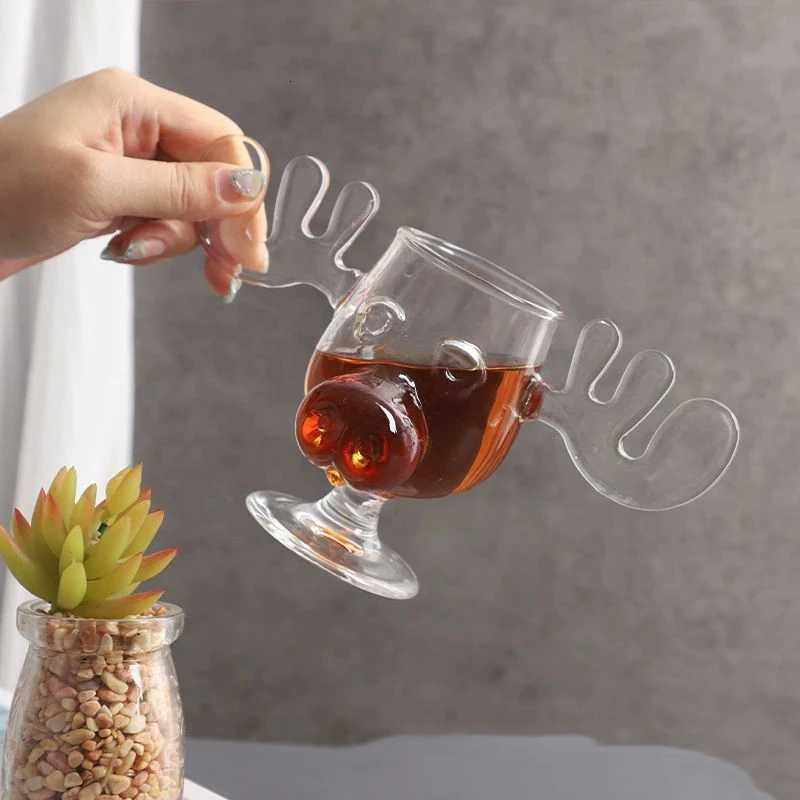 Christmas FOME Christmas Elk Wine Glass Cup Transparent Cocktail Juice Cup Reindeer Glass Mug Party Beer Whiskey Glasses Shot Cups Y251112