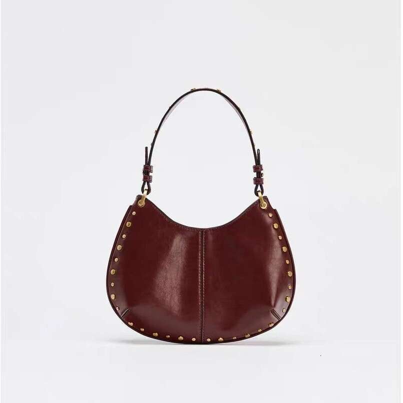 Women's 2025 New Rivet Decorated Magnetic Buckle Underarm Shoulder Crossbody Bag