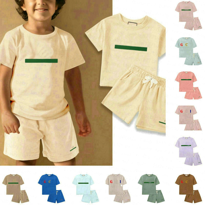 17 style baby Boys girl Kids Designer T-Shirt short pants Set Brand Simple fashion able versatile Children Sports suit Cotton high quality Clothing 808