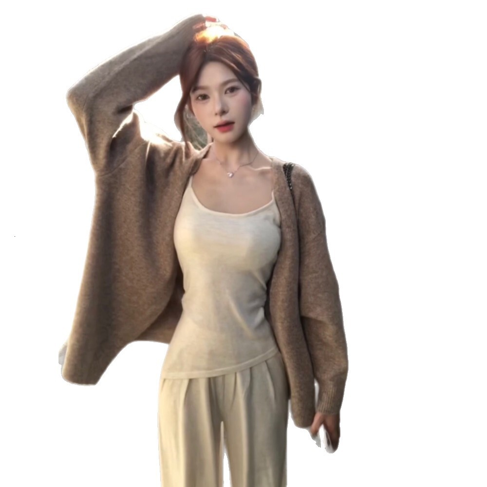 Early Autumn Lazy Style Knitted Sweater Top Korean Style Spring and Autumn New Soft Cardigan Casual Outerwear Sweater Jacket