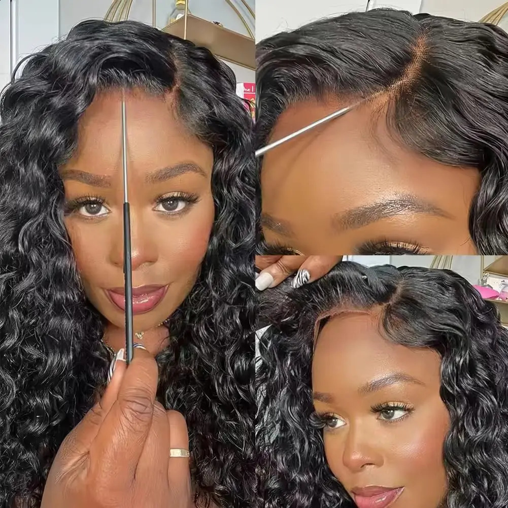 Glueless Wig Deep Wave Human Hair Wigs Ready To Wear Pre-Cut Lace Wear And Go Glueless Wigs Lace Front Human Hair Wig For Women 250409