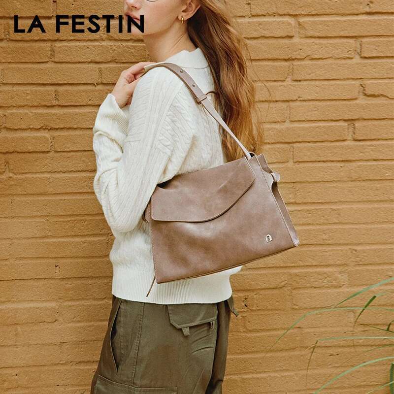 LA FESTIN Original Brand Women's Bag 2025 New Leather Shoulder Crossbody Tote Designer Bag Large Capacity Handbag