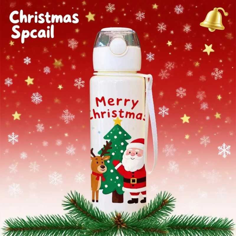 Christmas 3D Printed 700ml Christmas Water Bottle with Cute Santa Reindeer Design Cartoon Cute High Appearance Plastic Water Cup Y251112