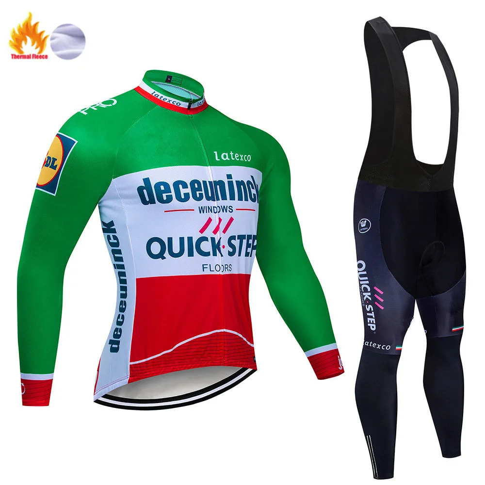 Fleece Mens QUICK STEP Cycling Jersey Winter Sets Warm Longsleeved Suit Soad Bike Bicycle Overalls Riding 251112