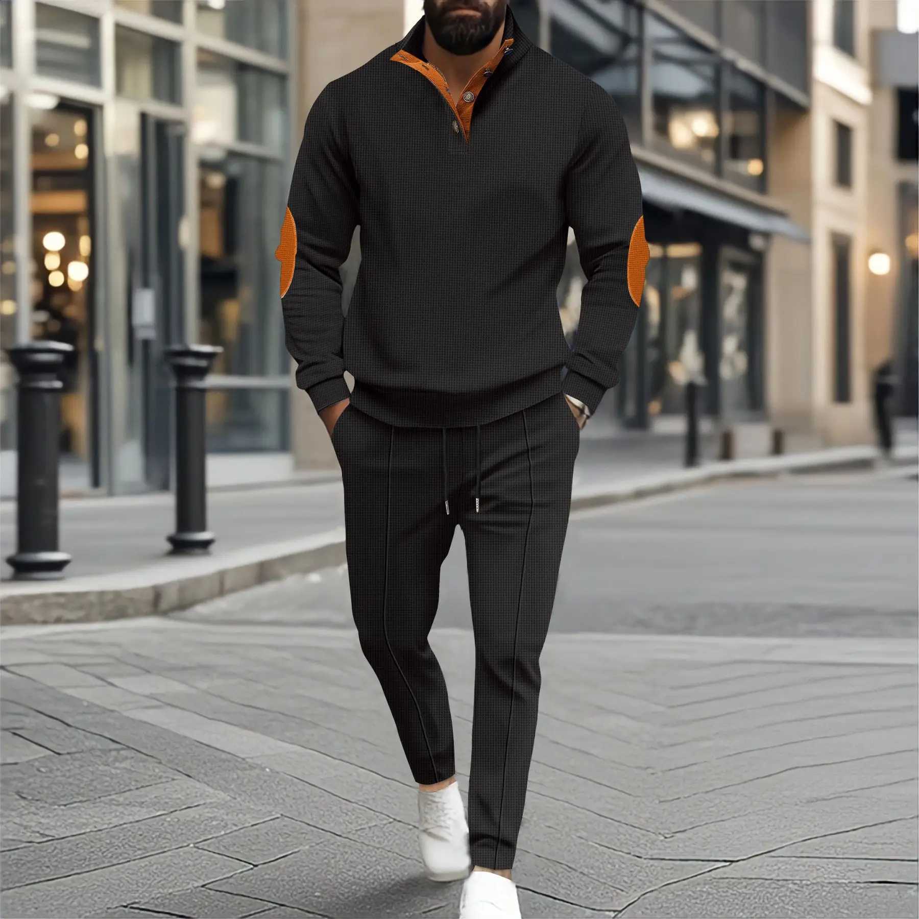2025 New Trend Sports 2-piece Set Simple Fashion West Coast Breathable Business Leisure Warm Mens Spring/Summer 2-piece SetXJ250412