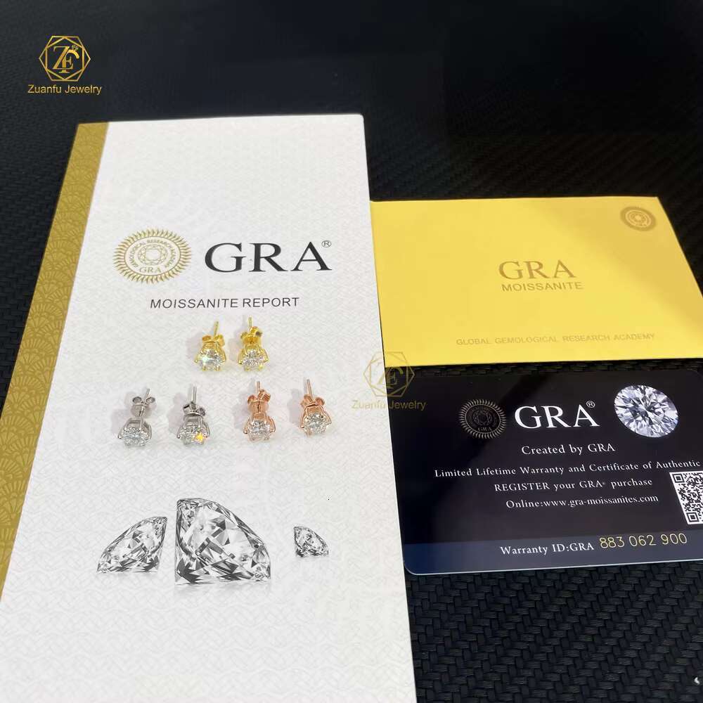 2025 Newest Hot Sale High Quality 6.5mm Moissanite Earrings 6 Prongs Cut 925 Sterling Silver Stud With Gold Hot Selling Jewelry
