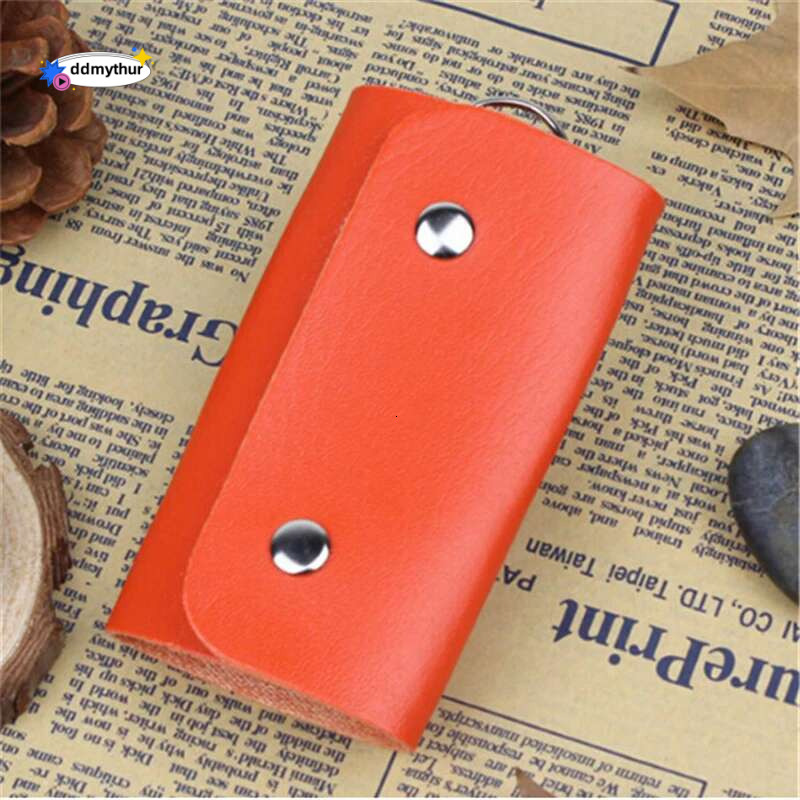 Portable Leather Housekeeper Holders Car Keychain Key Holder Case Unisex Wallet Cover Simple Solid Color Storage Bag ddmythur