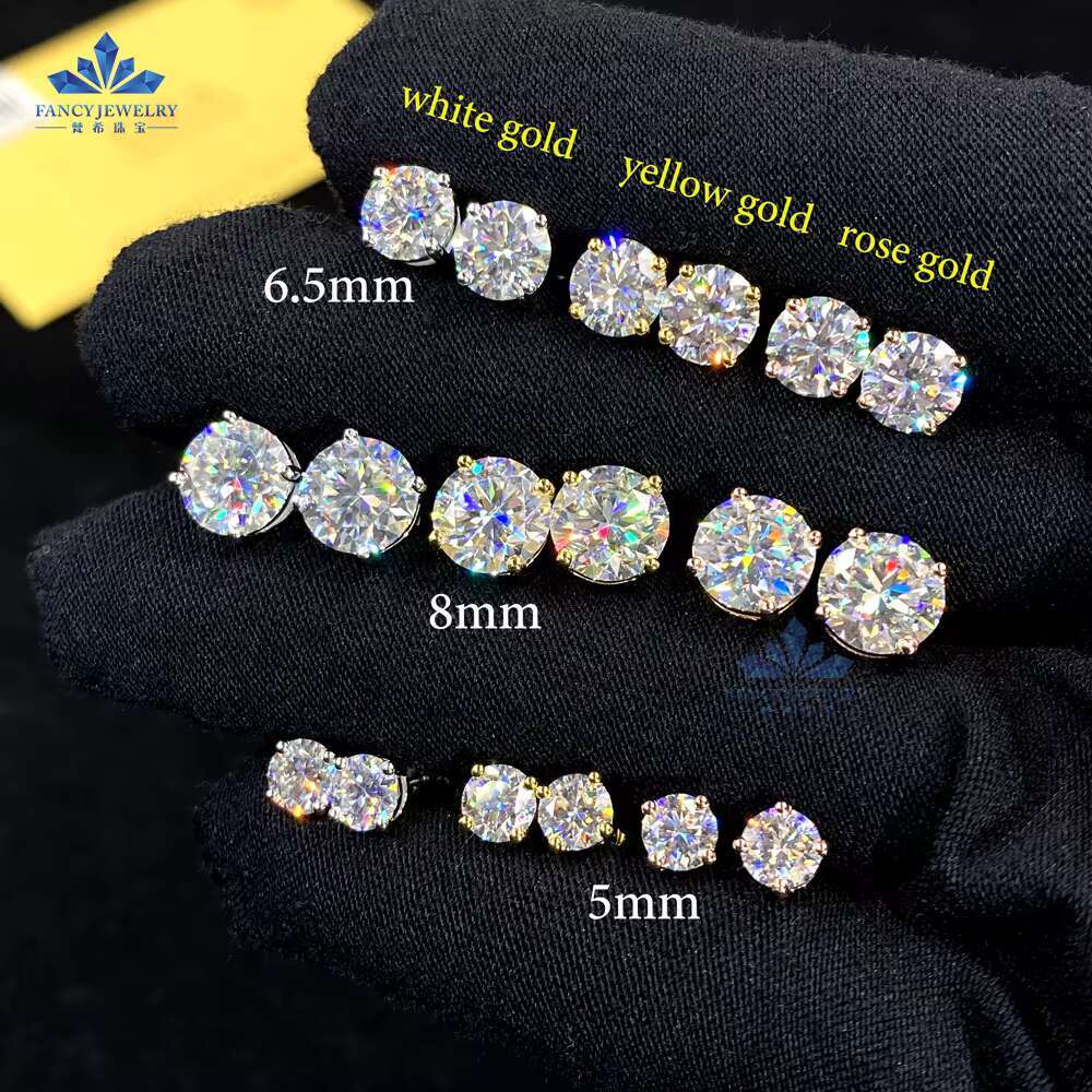 Wholesale Price 925 Sterling Silver Classic 4 Prong Earring Jewelry 0.5ct 1ct 2ct D VVS Moissanite Stud Earrings for Valentines