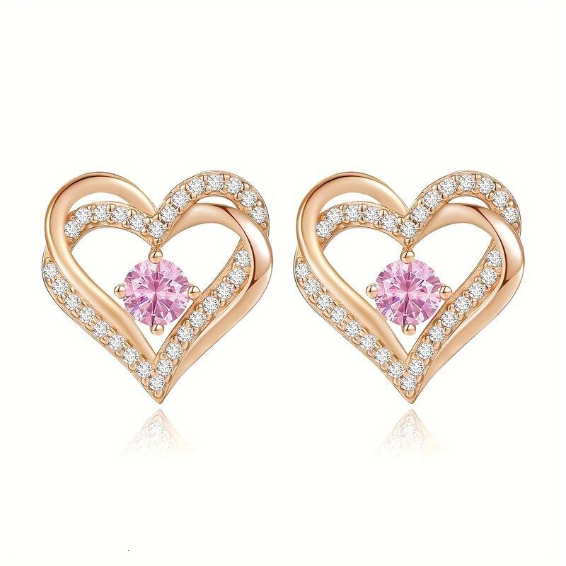 Forever Love Women's Earrings, Sterg Sier Birthstone Heart Stud Earrings Mother's Day Anniversary Birthday Jewelry Gift for Women, Wife and 
