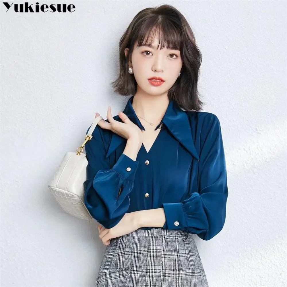 Spring shirt Elegant OL Chic Turn-down Collar Long Sleeve tops Womens Top Blouse women shirts and blouses Female Clothing 250411